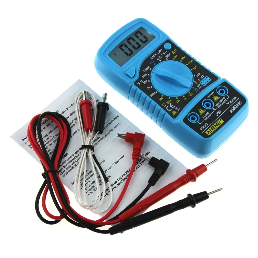 

Professional Digital Multimeter AN8205C LCD Display AC/DC Thermometry Ammeter Voltmeter Ohm Meter Tester
