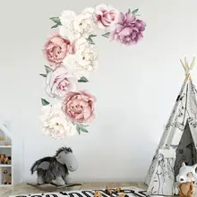 DIY водонепроницаемые и съемные виниловые ПВХ Пион цветок самостоятельно наклейки на стену для украшения гостиной диван Фоновые наклейки