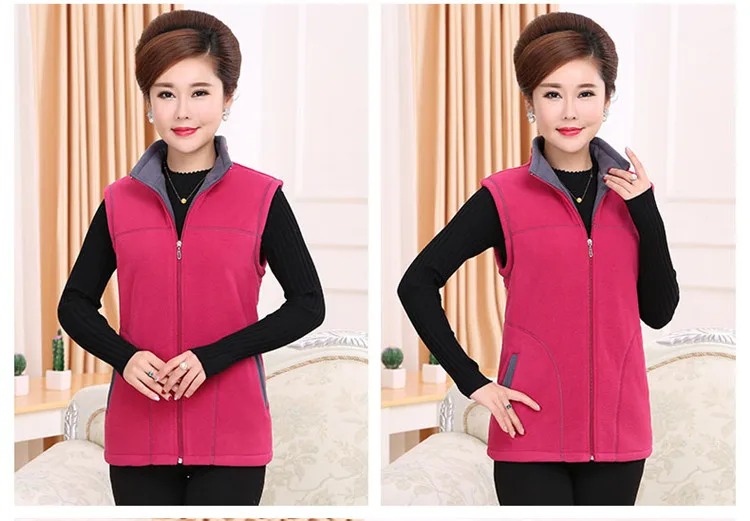 Autumn Winter Vest Middle-Aged Women Plus Size Warm Fleece Vest Womens Standing collar Sexy Casual Coat Female 5XL LM89