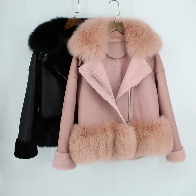 Дизайн, Свободное пальто из натуральной замши, классическое пальто с натуральным лисьим мехом, теплая ветрозащитная повседневная одежда для девочек, повседневная одежда для девочек