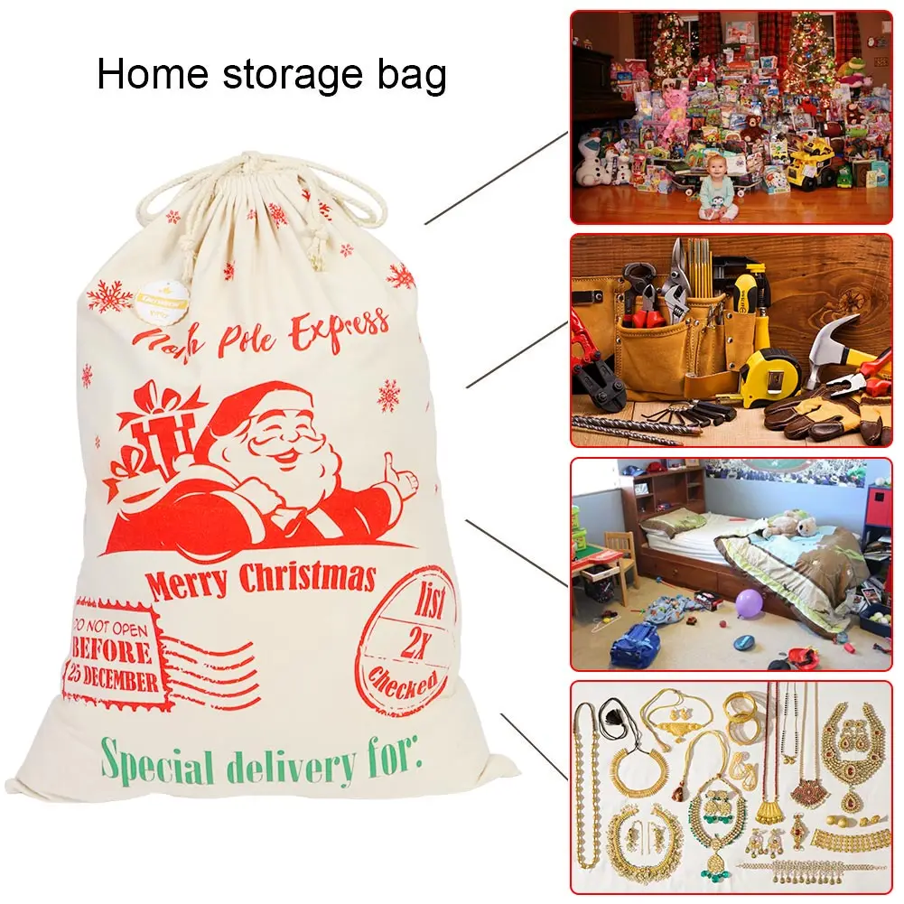 OurWarm 50*70 см персонализированные рождественские Санта-мешки год холст шнурок рождественские подарочные сумки для подарков