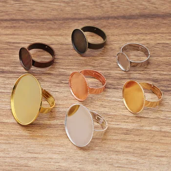 

40 Pieces/Lot 12/14/16/18/20mm Adjustable Ring Settings Blank Cabochon Base Copper Jewelry Findings
