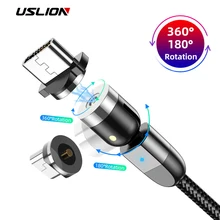 USLION, новинка, магнитный кабель с поворотом на 540 градусов, кабель Micro usb type C, магнитный кабель для зарядки iPhone 11 Pro, максимальная линия передачи данных