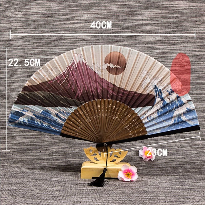Vintage Silk Folding Fan Chinese Japanese Tassel Bamboo Dance Hand Fan Home Decoration Ornaments Craft Gift
