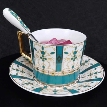 

Northern Europe Phnom Penh Ceramic Coffee Cup Saucers With Spoon Engliash Style Afternoon Tea Teacup Cappuccino Latte Mug Copos
