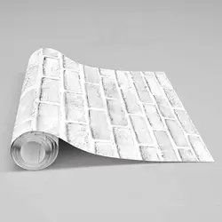 White Gray Brick Wallpaper Self-Adhesive Waterproof Home Decor Paper Peel and Stick Backsplash Wall Panel Door Christmas Decor