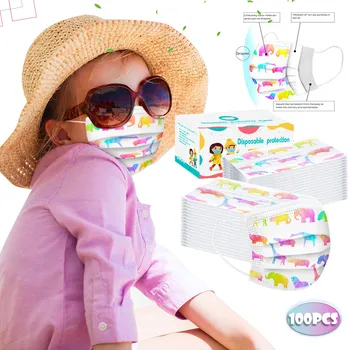 

In Stock 100PC Children's Disposabl masks Windproof Foggy Haze PM2.5 Breathing Masks Industrial 3Ply Mouth Face Maske Respirator
