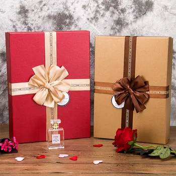 

Exquisite Rectangular Bow business Gift box birthday Anniversary clothes paper box коробка картон упаковка подарки на новый год
