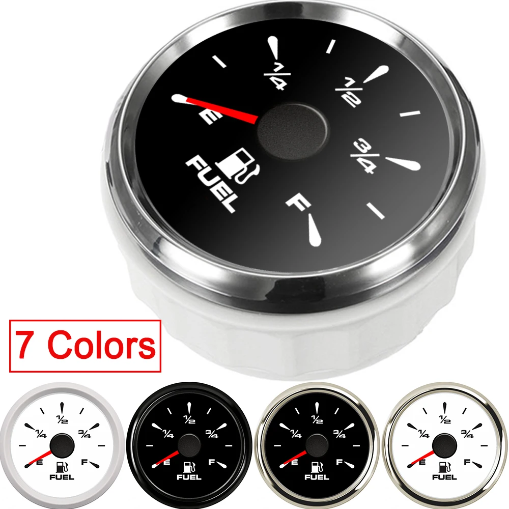 

52mm Fuel Level Gauge 9-32V Fuel Gauge Waterproof fuel meter Level Indicator for Car Boat 7 Colors Backlight compteur voiture