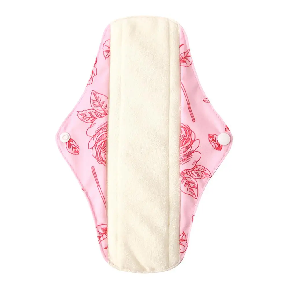 Washable Women Sanitary Pad Menstrual Napkins Pads Bamboo Charcoal Day Pad Flamingo Print Women Menstrual Feminine Pad Size M - Цвет: 40