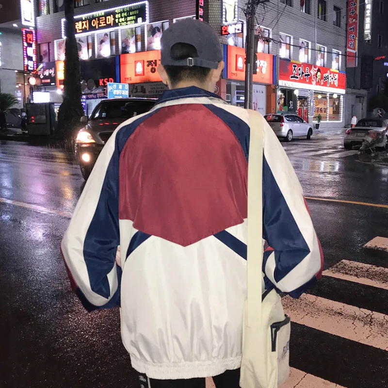 Мужские куртки с буквенным принтом в стиле пэчворк, для отдыха, Harajuku, хип-хоп куртка, Мужская трендовая ветровка на молнии, спортивный костюм, тонкие куртки, пальто