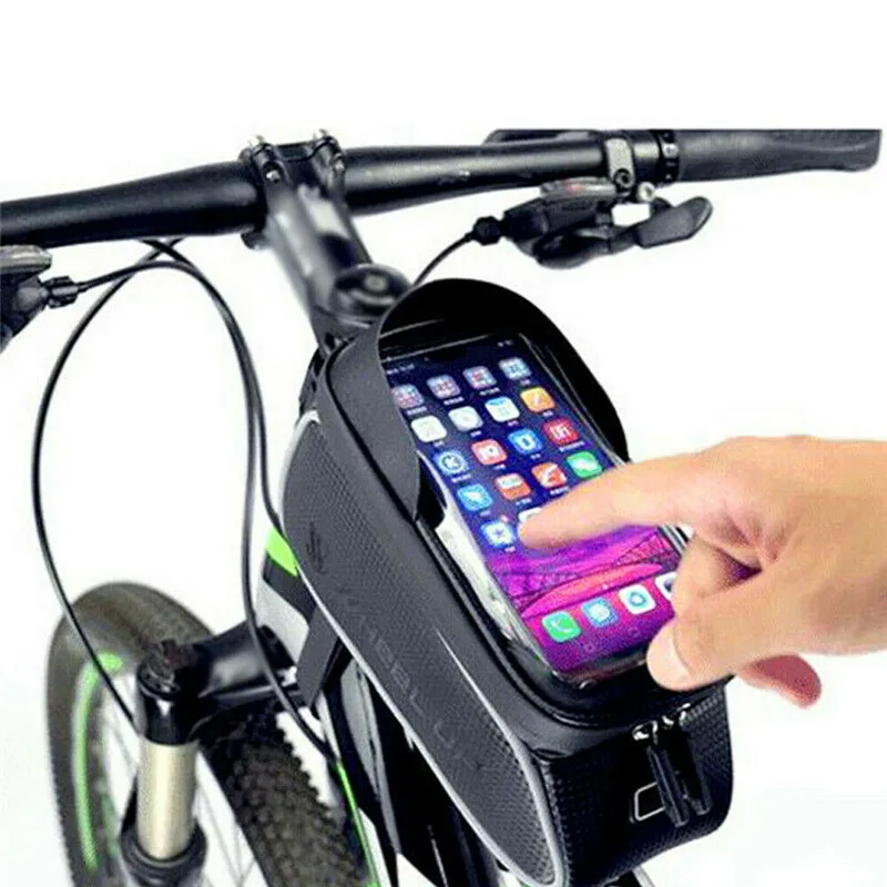 Сумка для велосипеда Wheelup, водонепроницаемая, MTB, для шоссейного велосипеда, верхняя труба, рама, сумка для руля, сумка для сенсорного экрана, 6 дюймов, велосипедная сумка, сумка для телефона