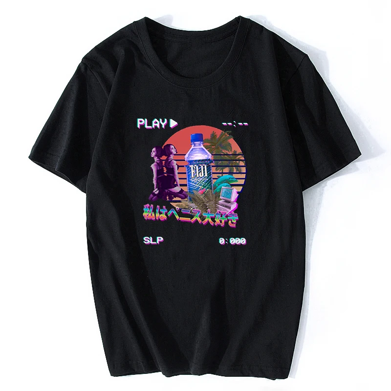 

Vaporwave Fiji Bottle Vintage Retro Style T-shirts Streetwear Summer Men/Male T Shirt Aesthetic Clothes Camisetas Hombre