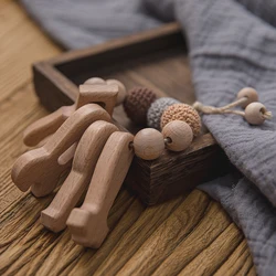 Baby DIY Montessori Early education Puzzle Toys Beech Teether tools 4-piece set Baby Simulation tool Improve hands-on abilit