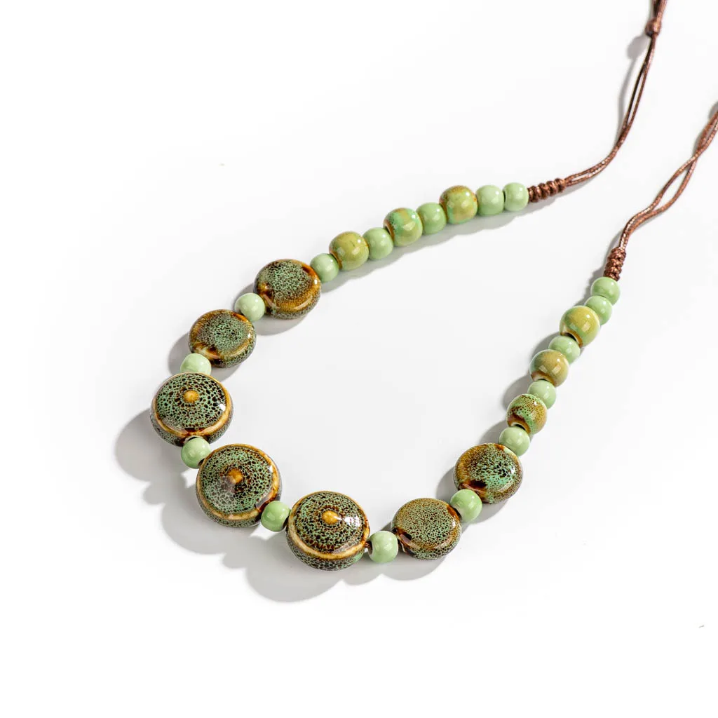 Colorful Distressed Retro Irregular Ceramic Gift Neckalce Artware Antique Wholesale Necklaces