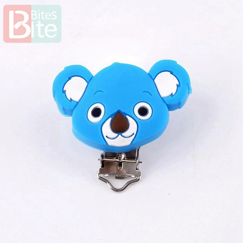 1pc Silicone Pacifier Clips Baby Teether Animal Food Grade Perle Silicone Nipple Holder Rodent Soother Clasp Childen'S Goods Toy - Цвет: sky blue koala clip