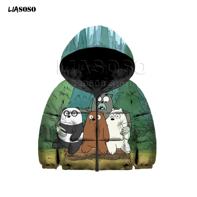 The new "WE Bare Bears "children's jacket Down Coat Loose Oversized Children Down Jacket Winter Hip Hop Neck Lovely bear Pullov