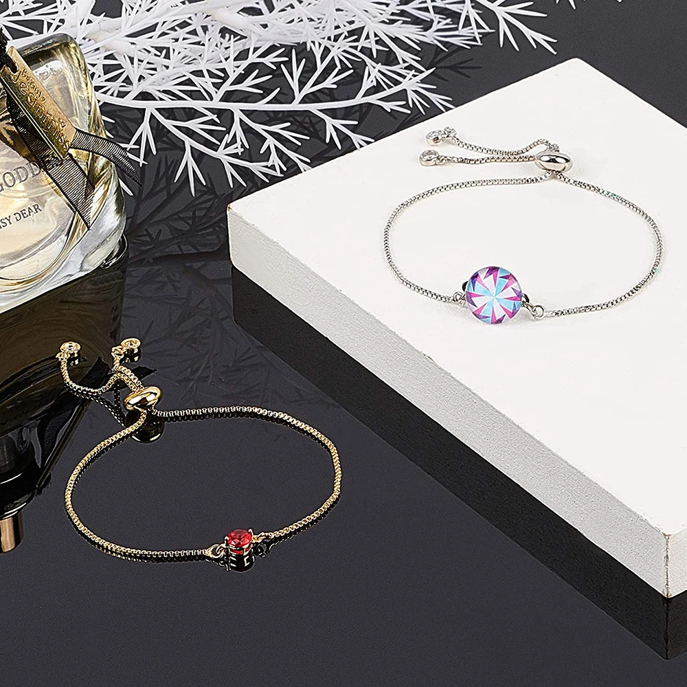 20pcs Rack Plating Environmental Brass Chain Bracelet Makings with Rhinestone Long-Lasting Plated Slider DIY Bracelets Making