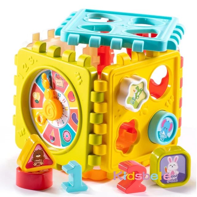 Baby Activity Cube Toys Shape Sorting Toddler Early Learning Educational Toys Infant First Blocks Set Colorful Number Sorter 4
