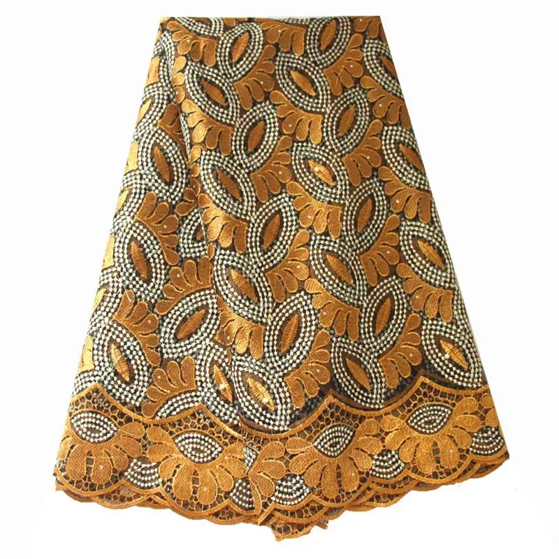 

French Lace Fabric Gold Beaded African Asoebi Lace Fabric 2019 High Quality Lace Embroidered Fabric for Nigerian Dresses