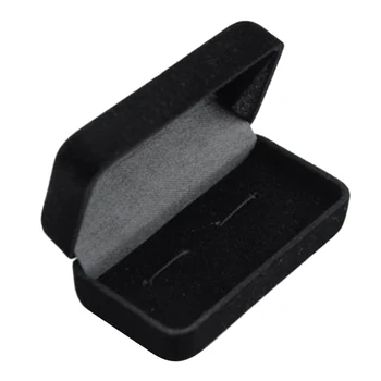 

Men Black Plastic Velvet Jewellery Display Box Cufflinks Storage Case Holder