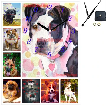 

5d diamond mosaic sale clock cute dog diy diamond painting cross stitch clock diamond embroidery wall sticker Christmas gift