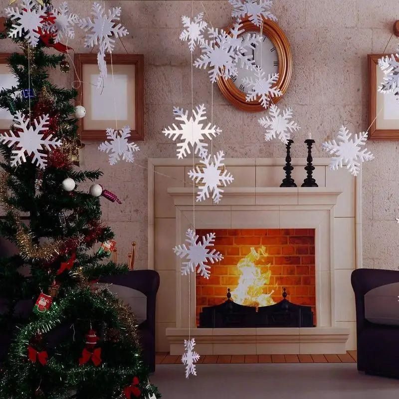 1 гирлянда украшения для рождественской елки Висячие подвесные украшения 3D Снежинка звезда полосы гирлянды флажков новогодние вечерние украшения