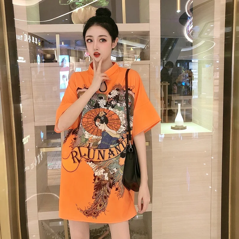 ungdomskriminalitet ret direktør Women Summer Dress 2020 Plus Size Asian Clothes Oriental Dress Cheongsam  Chinese Dress Qipao Vintage Robe T Shirt Femme 10033 - AliExpress