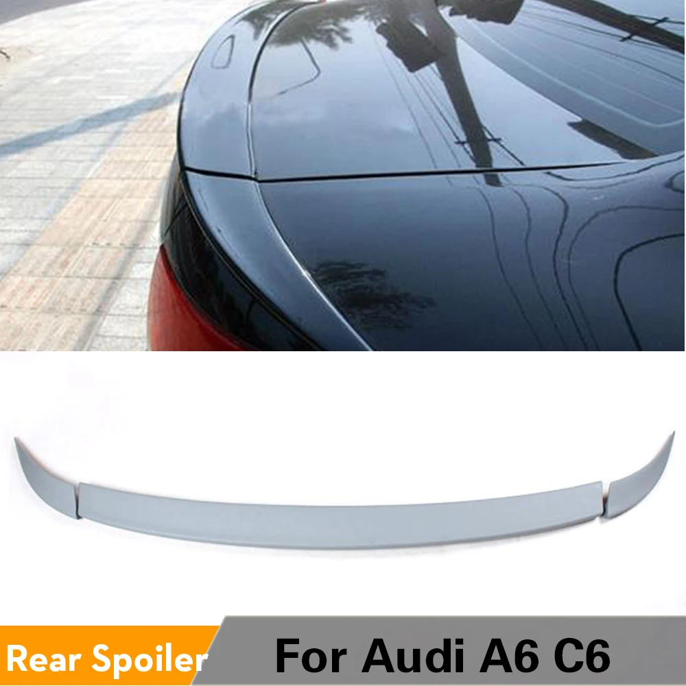 Задний спойлер для багажника Audi A6 C6 Sedan 2005 2011 серый Неокрашенный из ПУ 3