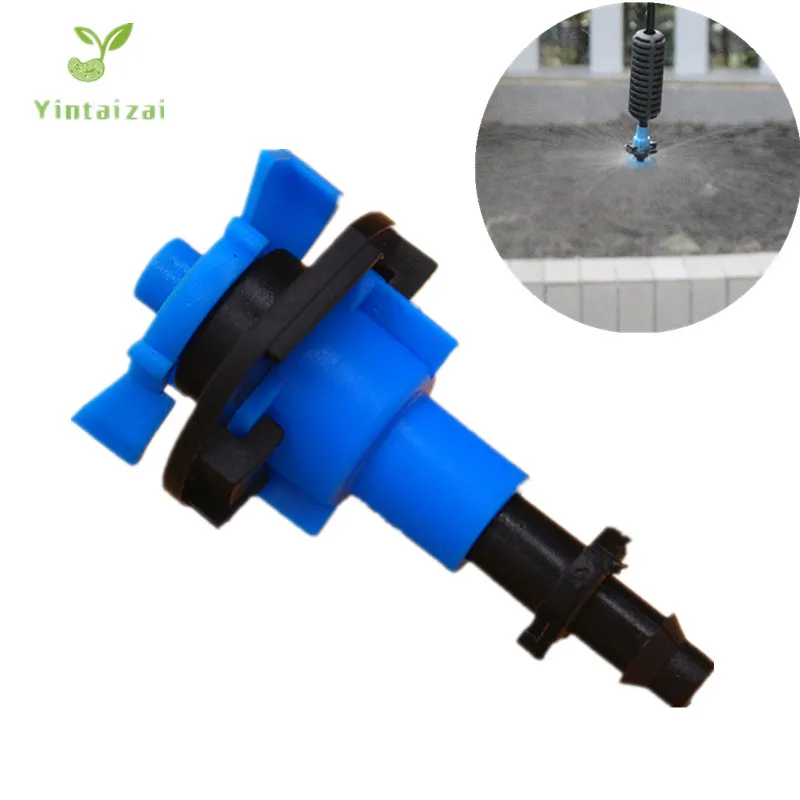50PCS 360Degree Rotary Sprinkler Hanging Fog Nozzles With 1/4" Barbed Greenhouse Garden Micro
