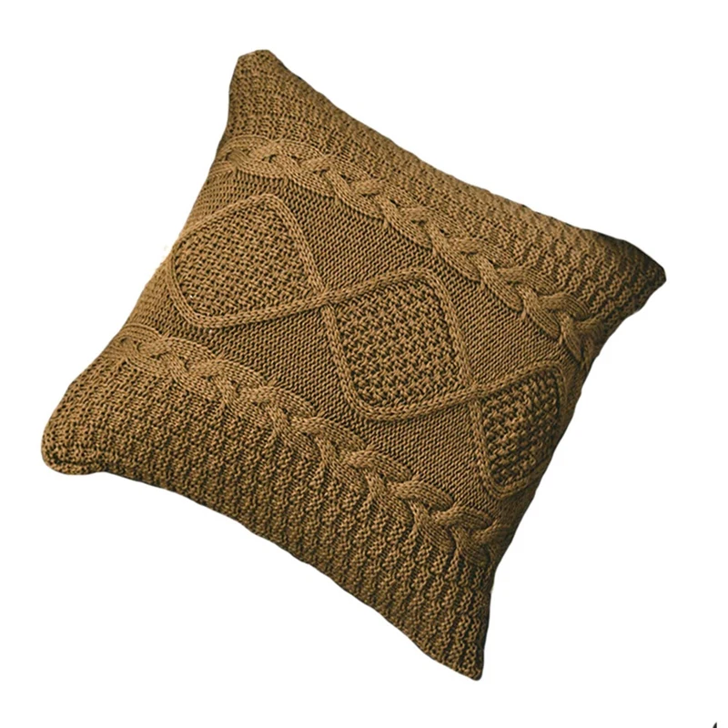 

HHO-Knitted Wool Cushion Cover Super Soft Pillow Cover Solid Sofa Waits Bedroom Decorative Pillows Square Throw Pillows Covers