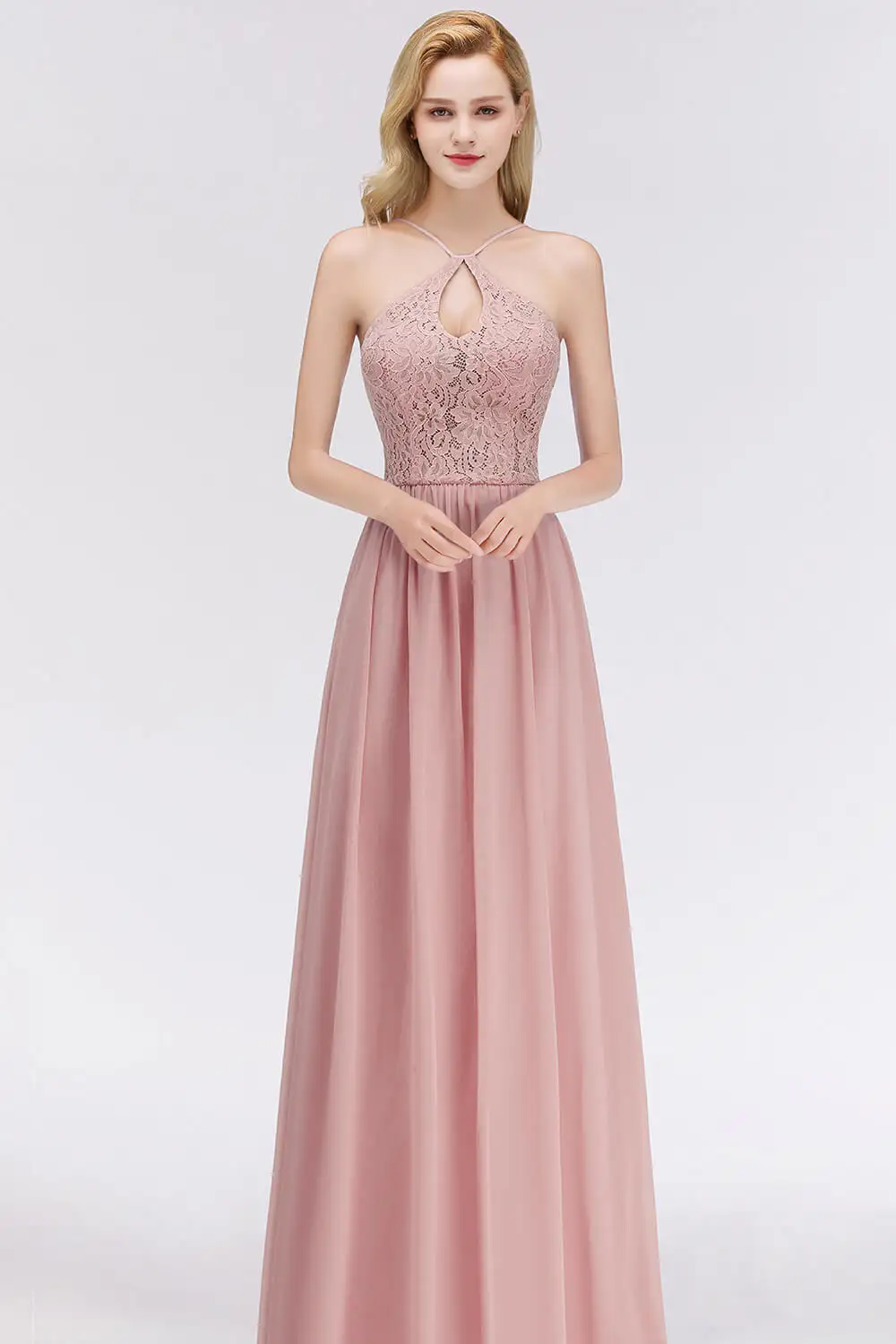 Длинное вечернее платье, кружевная, шифоновая, без рукавов, сексуальное, тонкое, элегантное, официальное, женское, выпускное платье, Robe De Soriee Vestidos - Цвет: pink