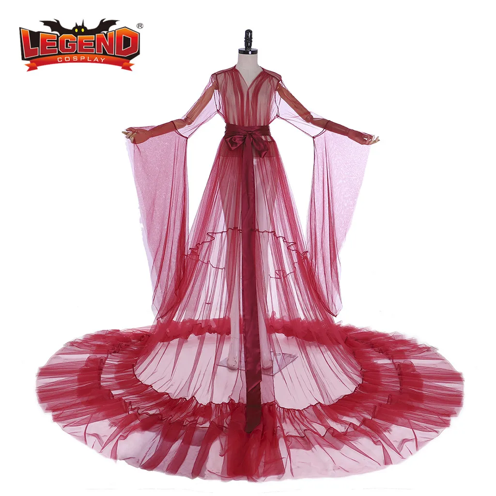 Cosplay legend Bridal Boudoir Robe Red Lace Trim Bridal Robe Tulle Illusion  Long Birthday Robe Costume Homecoming Gown Robe H001|Movie & TV costumes| -  AliExpress