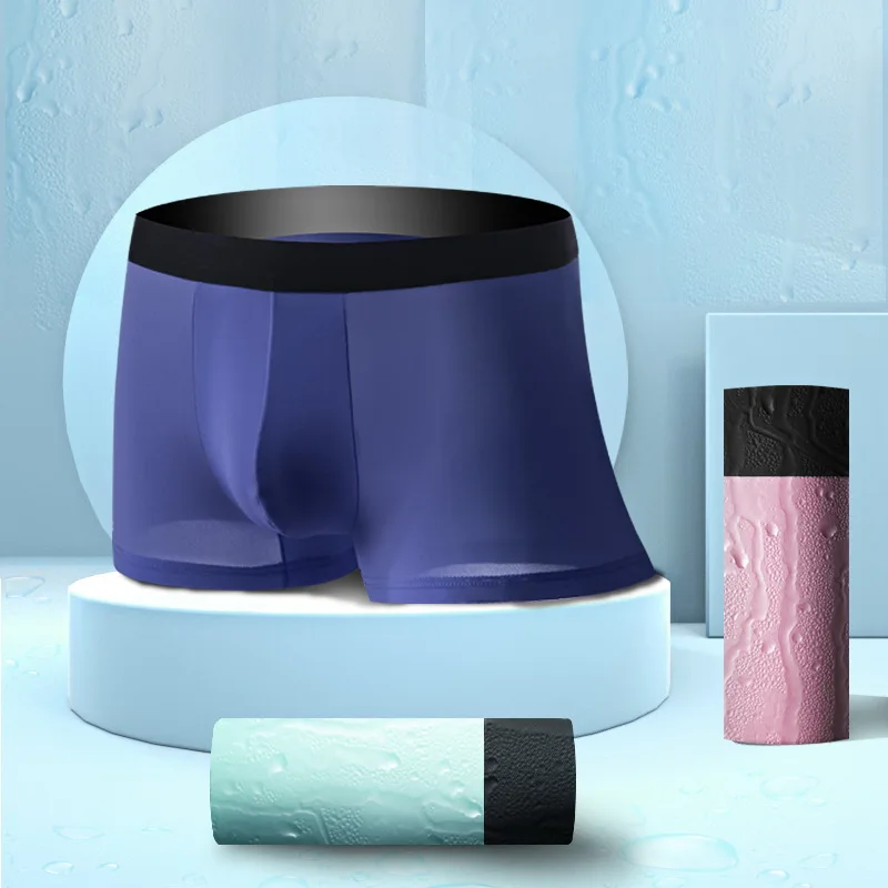 4 Pcs/Lot New Fashion Nobility Men's Underwear Ice Silk Men Underpants Soft Breathable Panties Comfortable Sexy Men Boxer Briefs