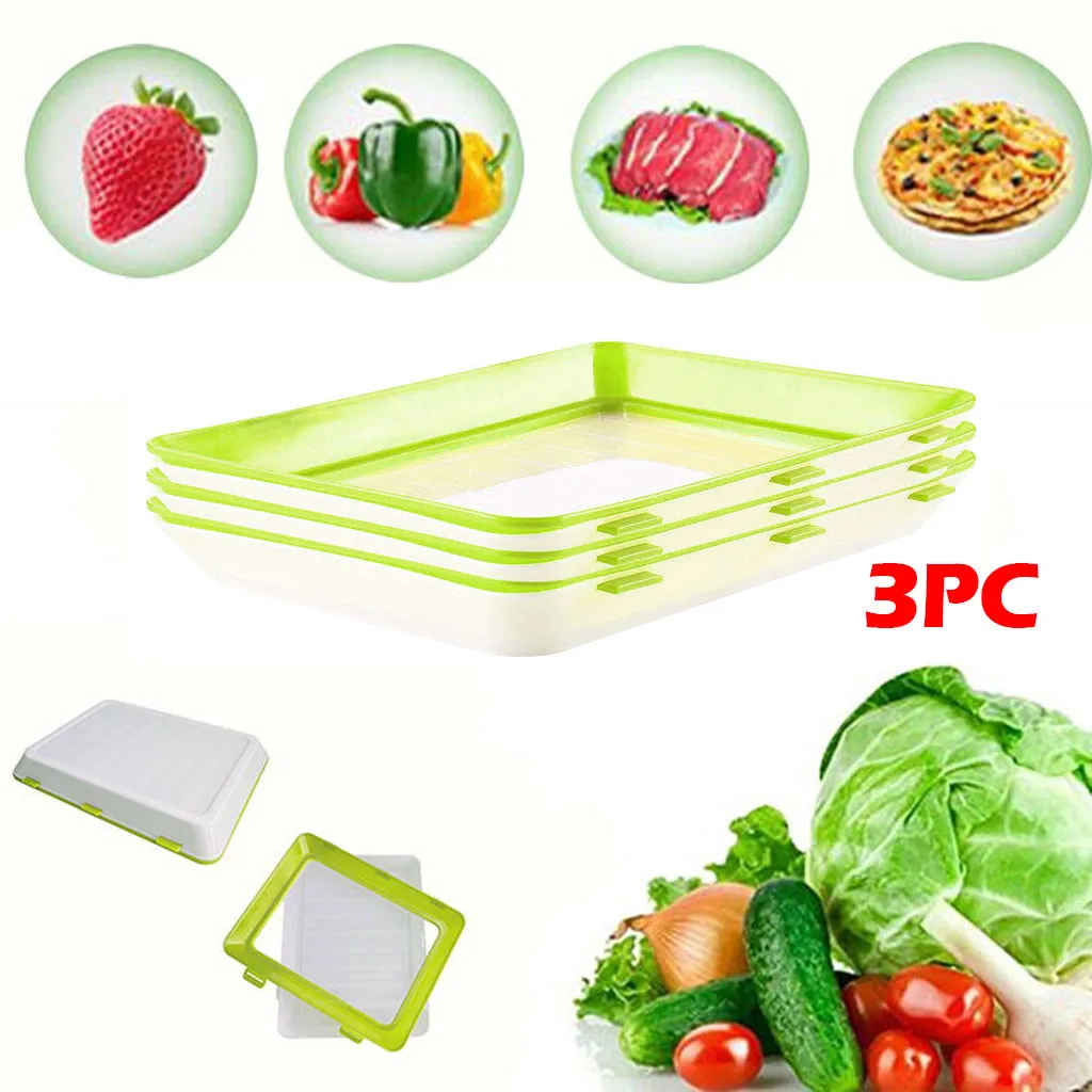 3PCS 5 шт. креативный контейнер для хранения свежих продуктов, органайзер для хранения свежих продуктов, контейнер для хранения на поддоне, холодильник - Цвет: 3PCS