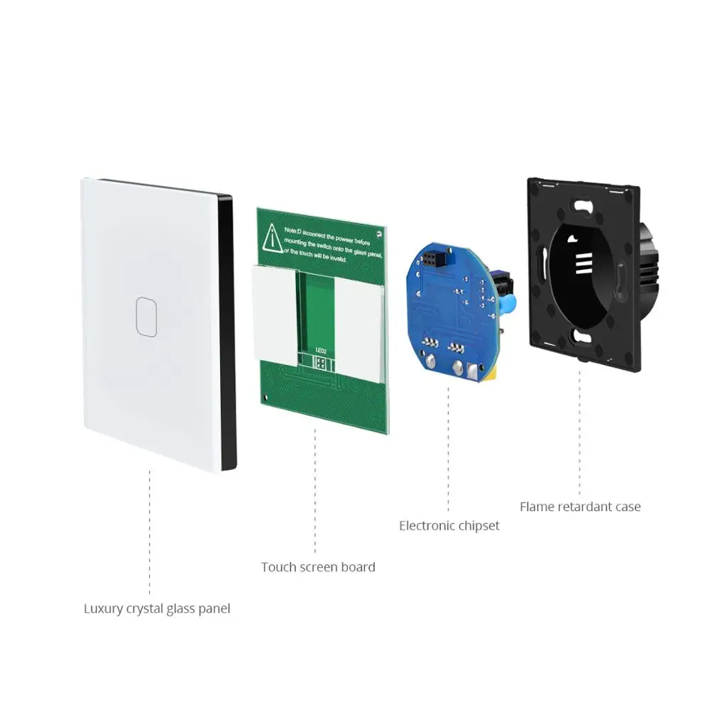 1 комплект, 1 способ, светодиодный настенный выключатель, кристальная стеклянная панель, сенсорный переключатель, светодиодный светильник, сенсорный переключатель, вкл/выкл, освещение в помещении, светодиодный переключатель