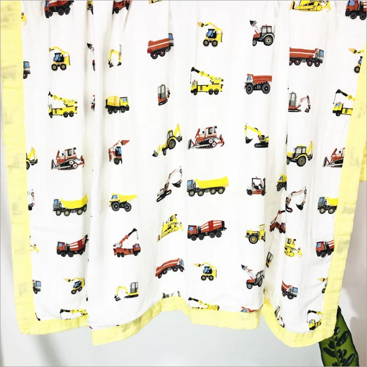car Cotton Four-layer Bamboo Baby Muslin Swaddle Baby Gauze Blanket Gauze Towel Children Cartoonl Kindergarten Blanket - Цвет: car