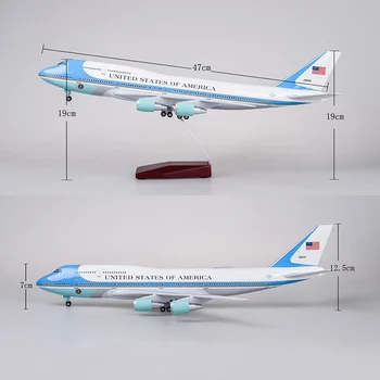 

47CM 1:150 US Boeing B747 Airplane Model Toys Alloy Air Aircraft with Light and Wheels Resin Plastic Collection Plane Toys shows