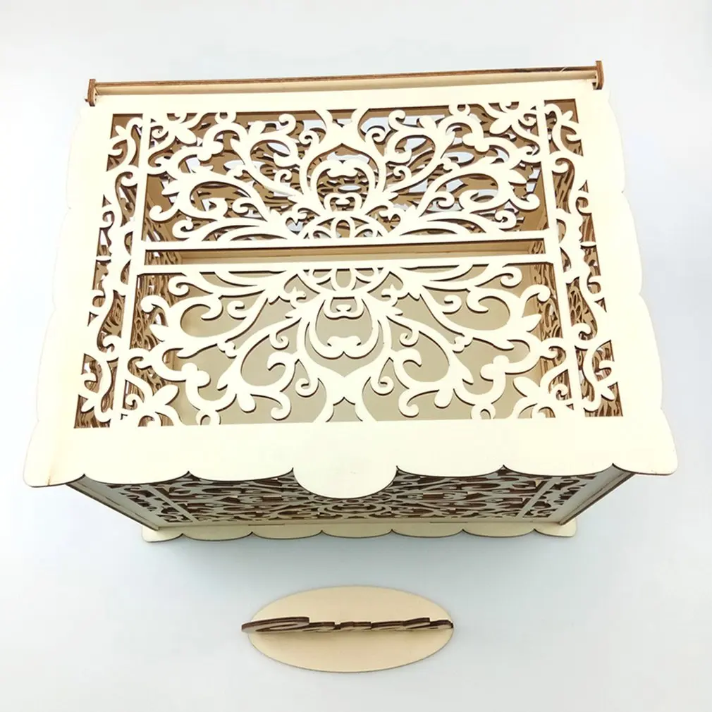 Diy деревенская коробка для свадебных открыток с замком и знаком для открыток деревянная коробка для подарочных карт коробка для денег День Рождения Выпускной вечерние украшения