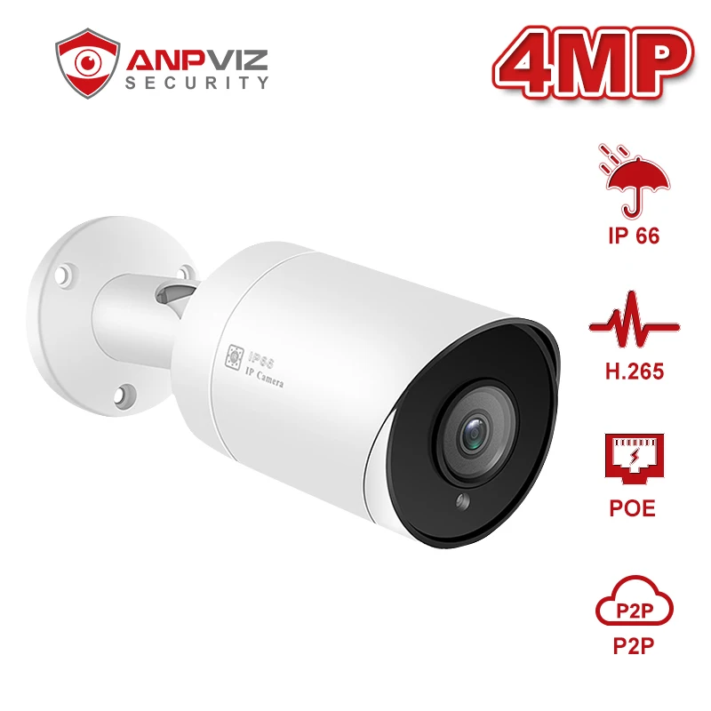 Anpviz 4MP POE IP Камера Пуля Супер CCTV OutdoorWeatherproof возможностью погружения на глубину до 30