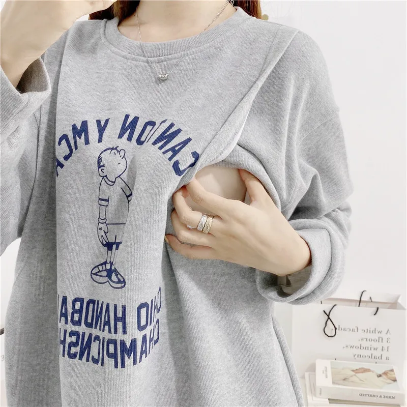 Breastfeeding Clothe Feeding Sweatshirt Pregnant Women Stylish Hooded Sweatshirts Nursing Hoodies Maternity Clothes 7839 breastfeeding pregnant top