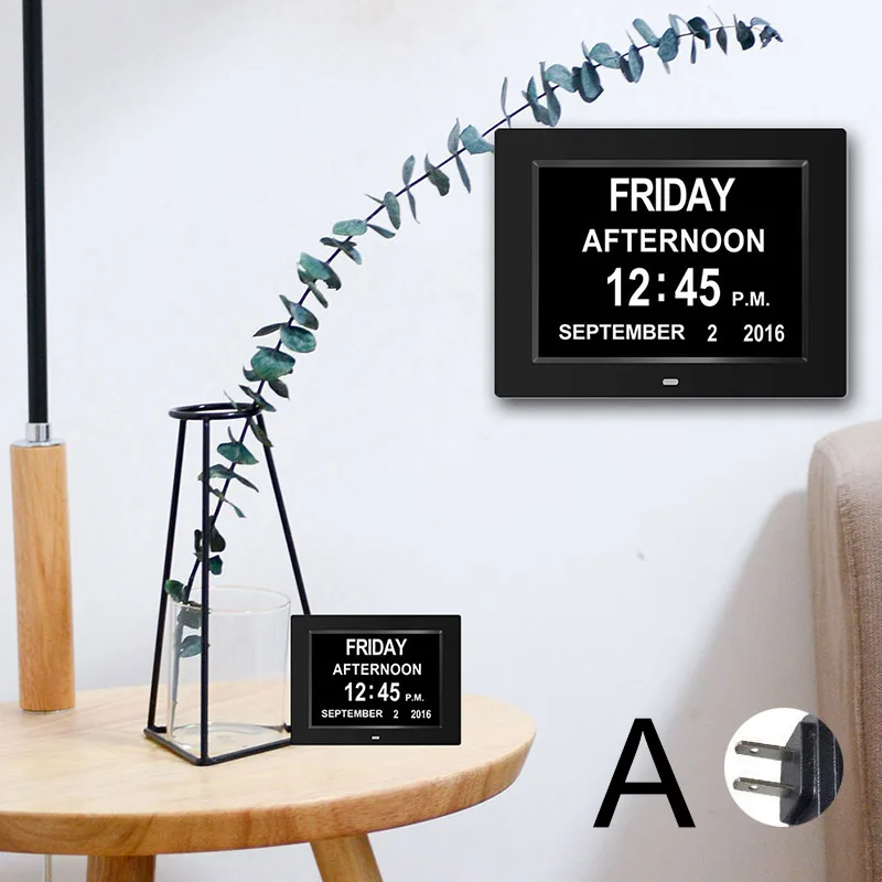 A-US Plug New 8-inch Digital Calendar Day Clock Large Letter LED Alarm Multifunction Clock SF66 - Цвет: A-US Plug