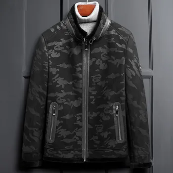 

Genuine Leather Jacket Men Winter Jacket Real Sheepskin Coat for Men Real Wool Fur Liner Warm Camouflage Jacket LSY088325 MY1844