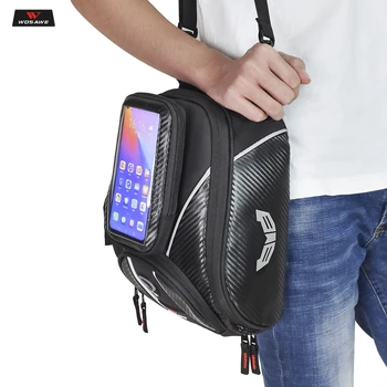 

WOSAWE Motorcycle Magnetic Fuel Oil Tank bag Mobile phone Bag shoulder bag handbag Racing Tail Back Seat Bags With Strong magnet
