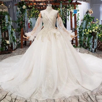 شراءBGW HT41617 فستان زفاف انفصال الأكمام سلسلة عنق بلا حمالات مطرزة خاصة فساتين الزفاف Vestido دي نوفيا بوهيميو