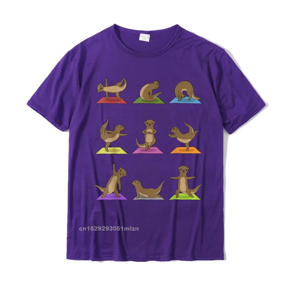 Cool Funny Short Sleeve Camisa Top T-shirts All Cotton Crew Neck Youth Tees Normal Top T-shirts Summer Wholesale Otter Yoga T-Shirt Funny Otter In Yoga Poses Sports Tee__4896 purple