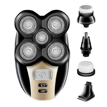 

5 in 1 Rechargeable Electric Shaver 5 Floating Heads Razors Hair Clipper Nose Ear Facial Cleaning Brush Hair Beard Trimmer Men