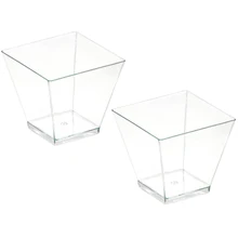 50/100 шт. квадратный десертные чашки мини Пластик 2 унции прозрачные вечерние Свадебный декор Прозрачные Чашки Десерт FPing в