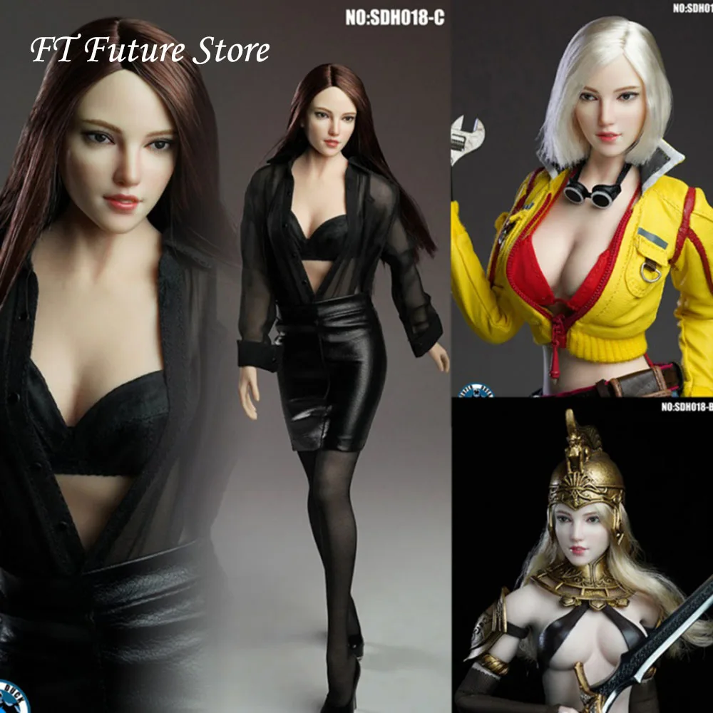 В наличии SUPER DUCK 1/6 SDH018 A/B/C Красивая бледная женская голова для лепки белых