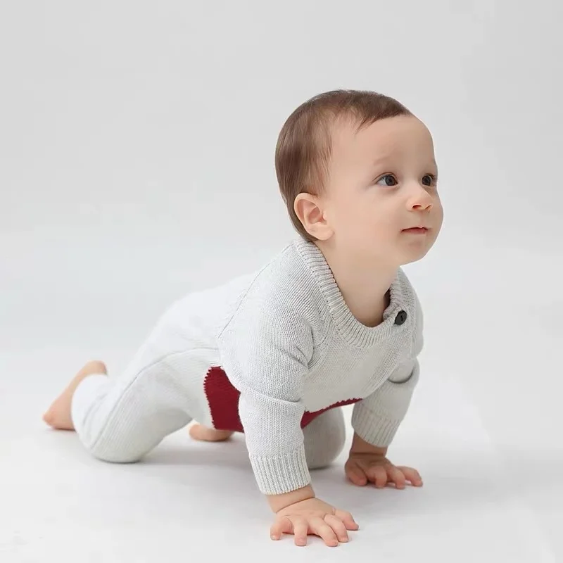 Tinypeople/детские вязаные комбинезоны; хлопковый зимний теплый комбинезон для новорожденных мальчиков; Одежда для девочек; одежда для малышей; комбинезон с длинными рукавами